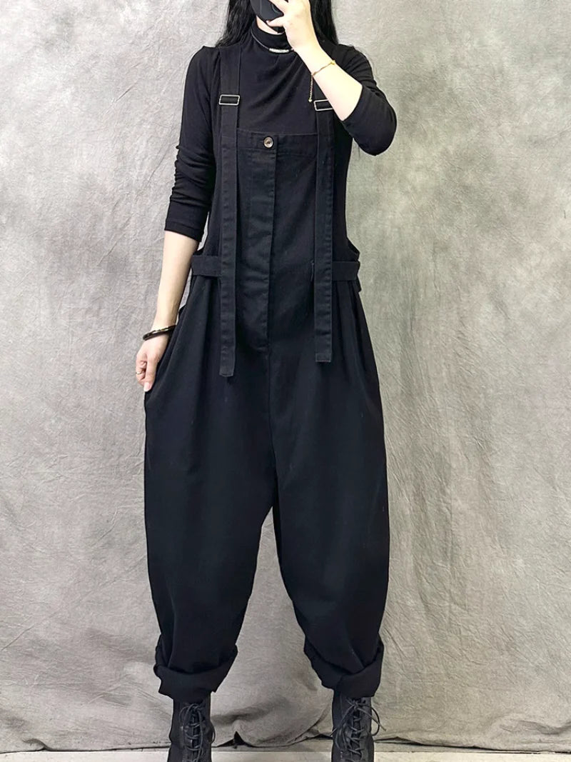 Asymmetrical Denim Overalls Dungarees