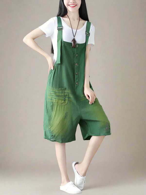 Loose Cotton Short Overalls Dungarees Women Short Dungarees