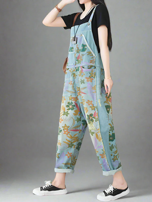 Cowboy Printed Denim Overalls Dungarees
Floral Women Dungarees