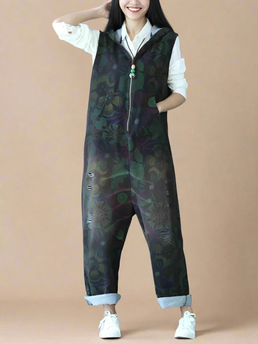 Hooded Jumpsuit Overalls Dungarees