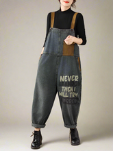 Contrast Patchwork Overalls Dungarees Vintage Women Denim Overalls Dungarees