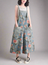 Vintage Bloom Floral Denim Dungaree Vintage Women Overalls Dungarees