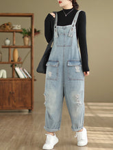 Lightweight Ripped Overalls Dungarees Denim Women Dungarees