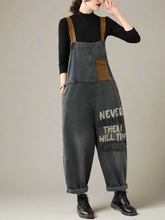 Contrast Patchwork Overalls Dungarees Vintage Women Denim Overalls Dungarees