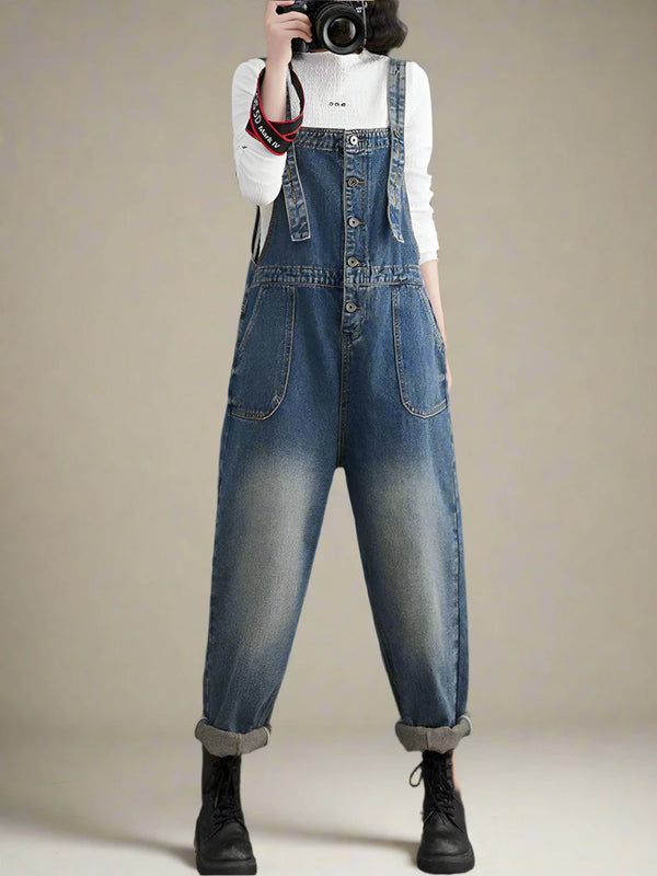 Artistic Retro Overalls Dungarees Vintage Women Denim Overalls Dungarees