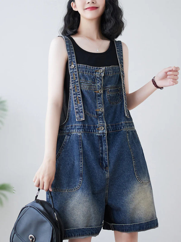 Vintage Short Denim Overalls Dungarees Vintage Women Overalls Dungarees