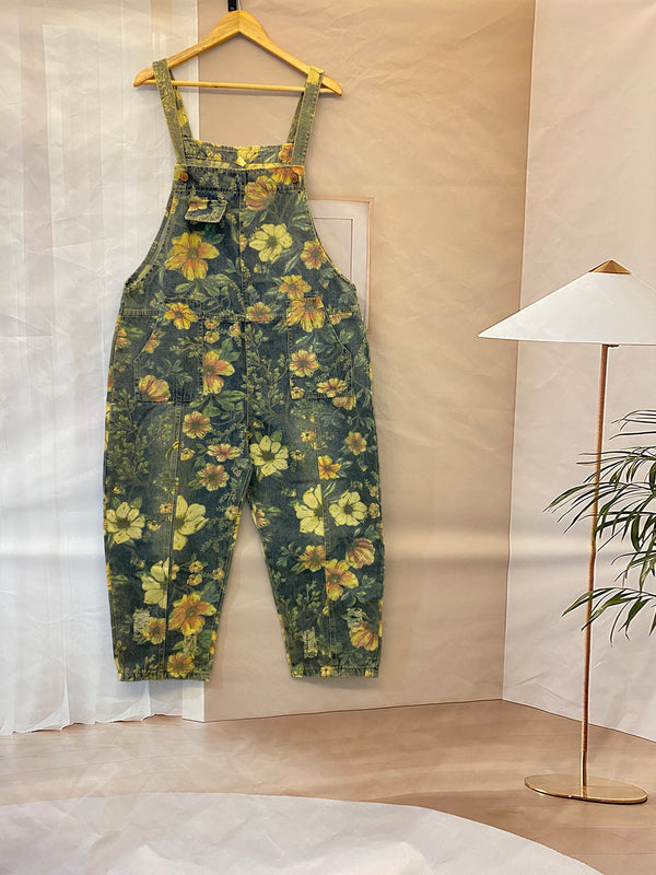 Floral Cotton Overalls Dungarees