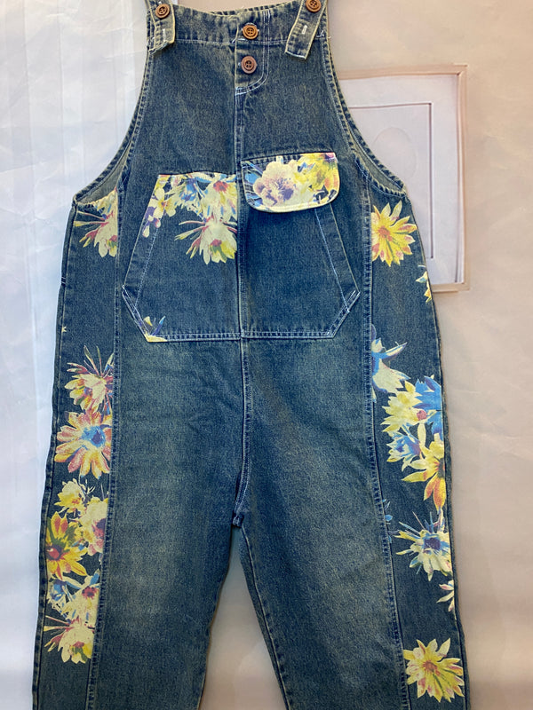 Printed Denim Overalls Dungarees