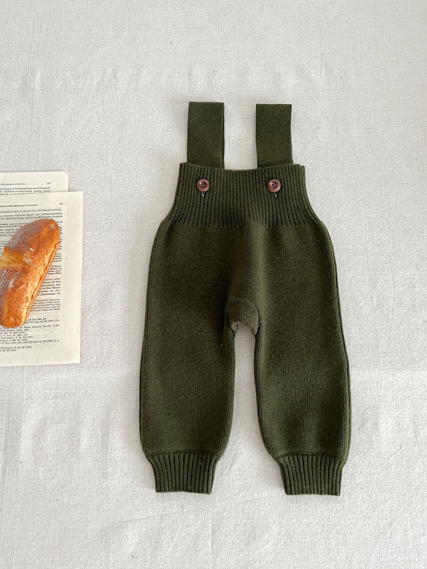 Solid Color Knitted Overalls Dungarees