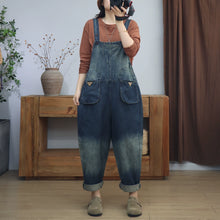 Retro Gradient White Washed Denim Overalls Dungarees,Women Overalls Dungarees