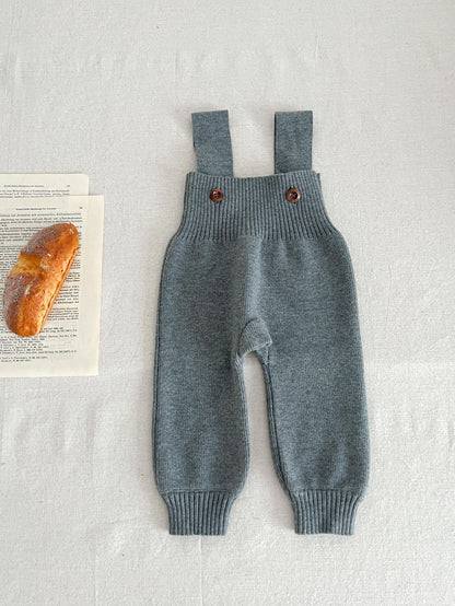 Solid Color Knitted Overalls Dungarees