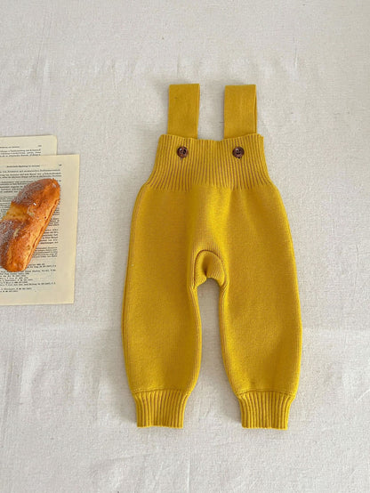 Solid Color Knitted Overalls Dungarees