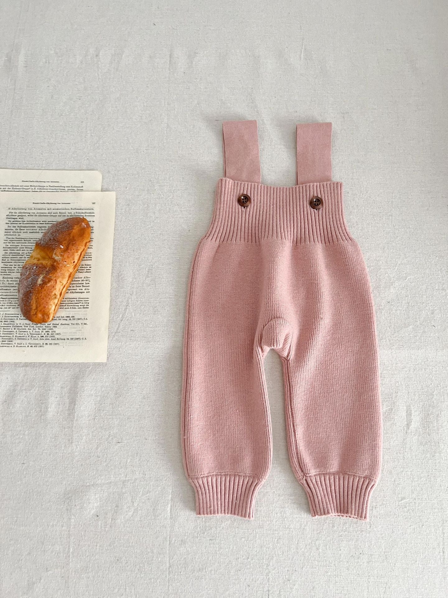 Solid Color Knitted Overalls Dungarees