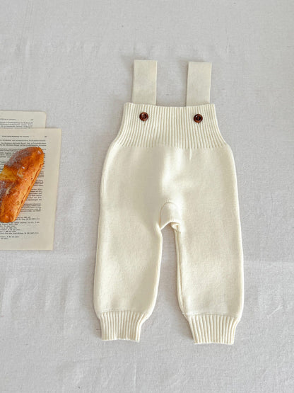 Solid Color Knitted Overalls Dungarees