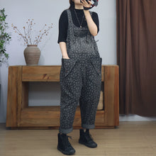 Adjustable Retro Workwear Style Printed Denim Overalls Dungarees,Women Overalls Dungarees