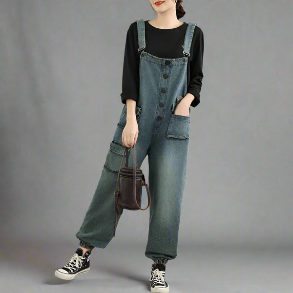 Retro Pocketed Denim Bib Dungaree