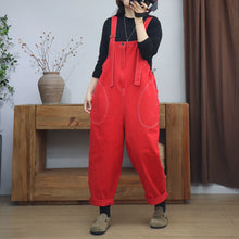 Retro Red Bamboo Denim Overalls Dungarees,Women Overalls Dungarees