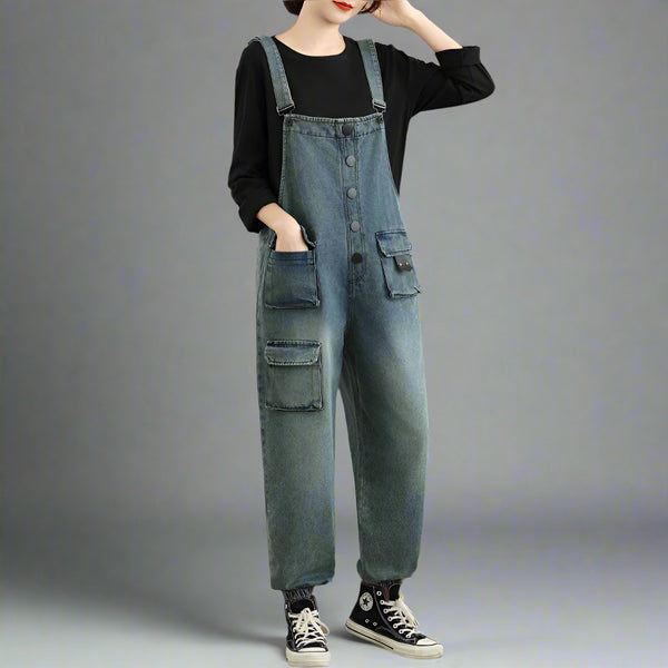 Retro Pocketed Denim Bib Dungaree