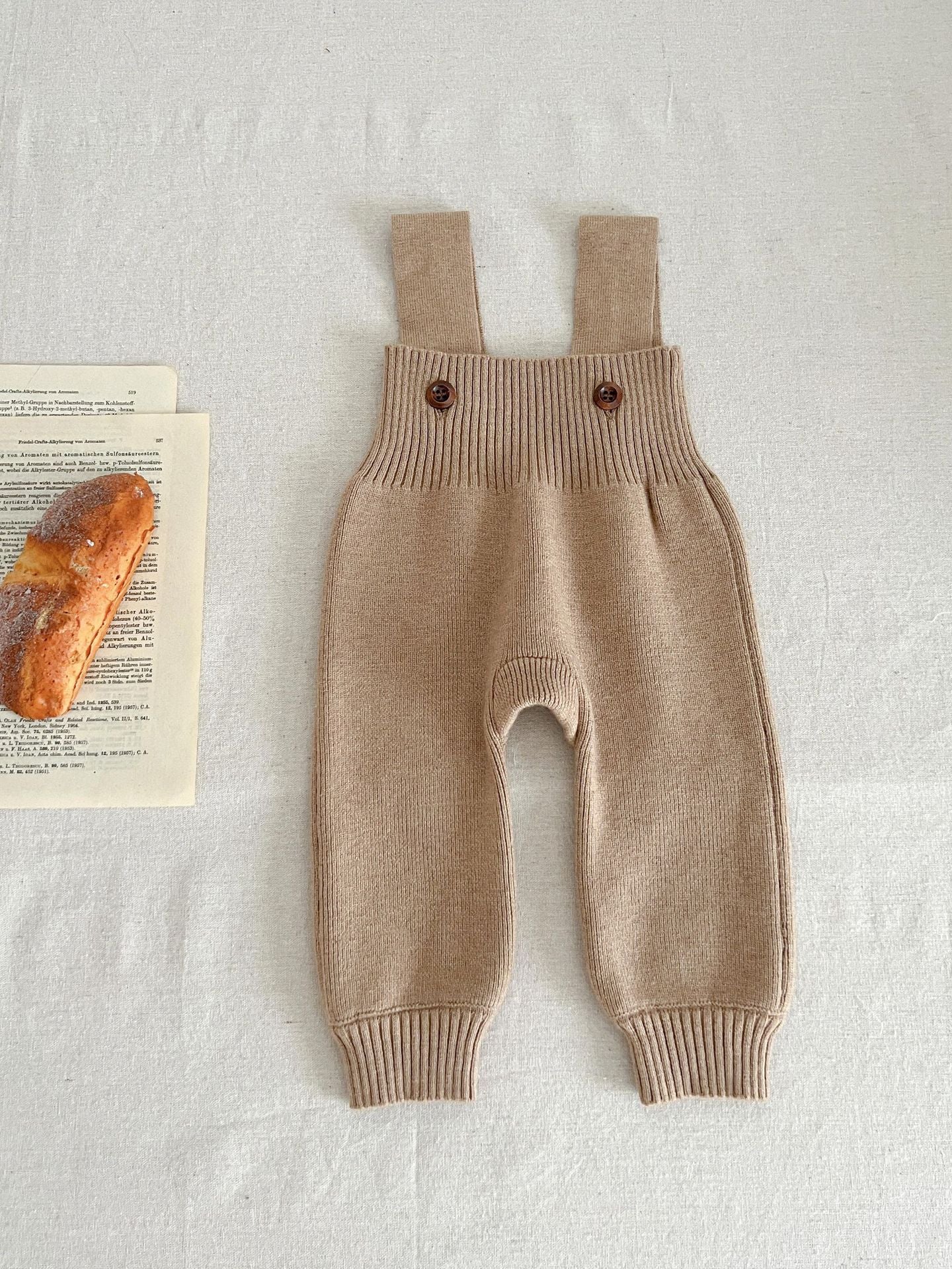 Solid Color Knitted Overalls Dungarees