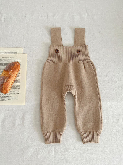 Solid Color Knitted Overalls Dungarees