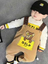 Adorable Baby Boy Bear Overalls Dungarees