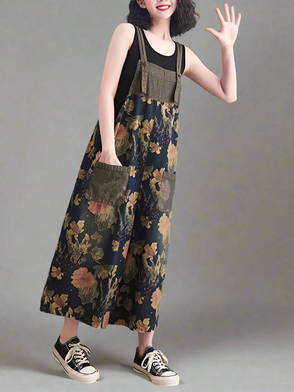 Vintage Floral Beautiful Denim Overalls Dungarees
Vintage Women Printed Overalls Dungarees