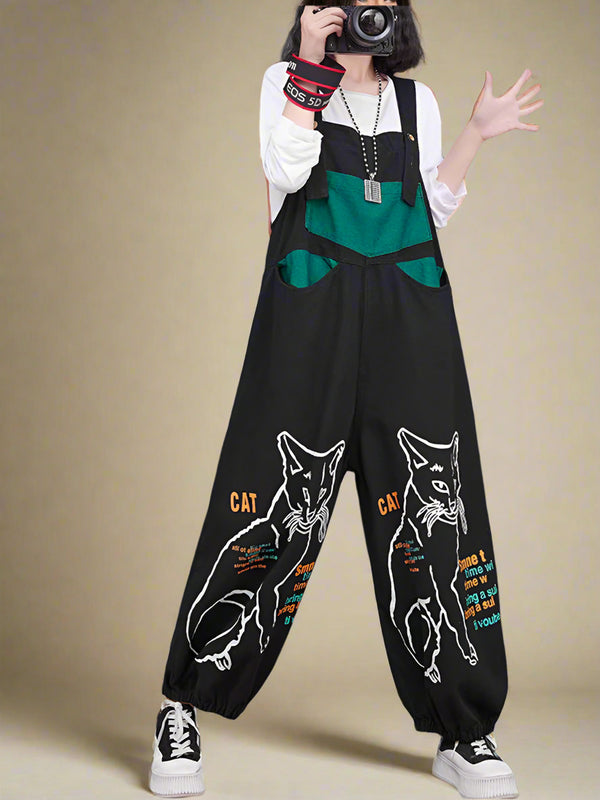 Meow Magic Overall Dungaree Boho Women Dungarees