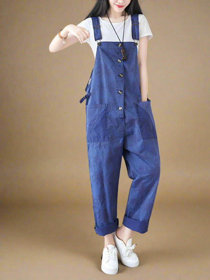 Floral Printed Loose Overalls Dungarees