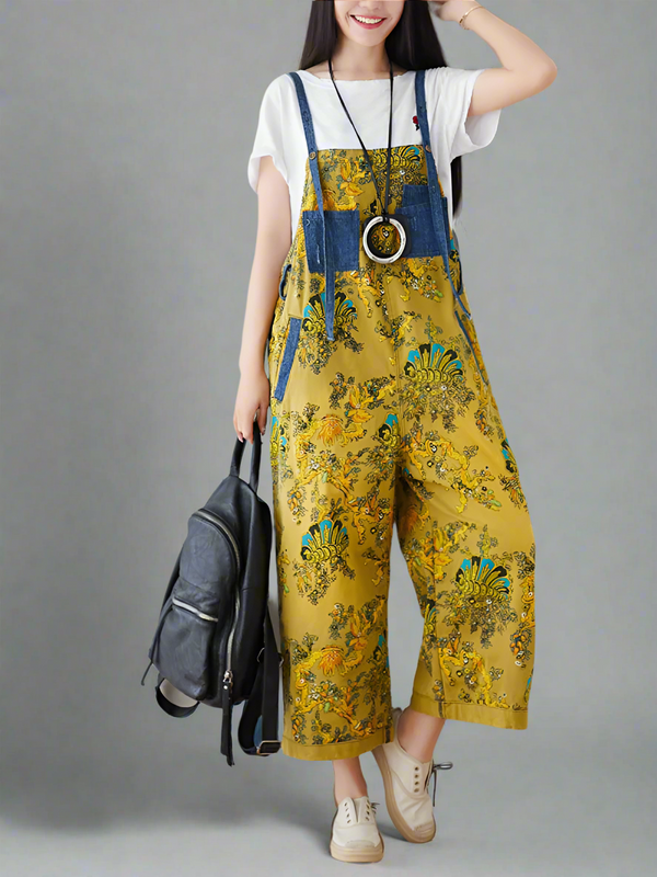 Floral Printed Front And Back Pockets Overalls Dungarees
Floral Printed Women Dungarees