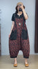 Retro Loose Coffee Color Floral Cotton Overalls Dungarees,Women Overalls Dungarees