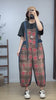 Retro Plaid Denim Patchwork Overalls Dungarees, Women Overalls Dungarees